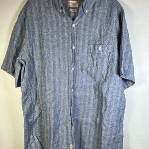 Weatherproof VTG Linen Blend Blue Short Sleeve Shirt  XL BBQ Father's Day Gift